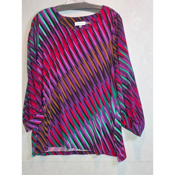 Calvin Klein Tops - Calvin Klein 1X Plus Size Blouse Purple Pink Abstract 3/4 Sleeve Top CK Logo
